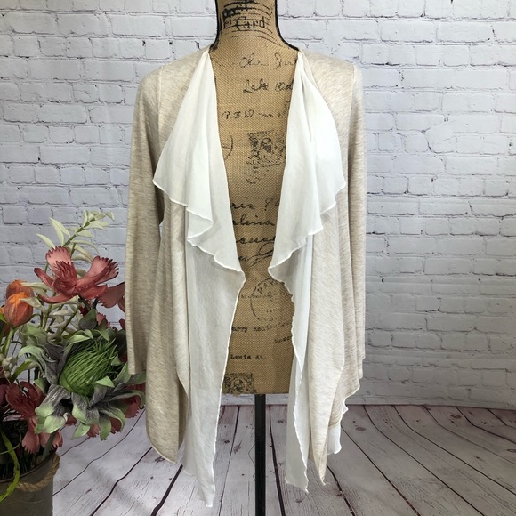 Pebble and Stone Tan and White Overlay Cardigan - Picture 3 of 10